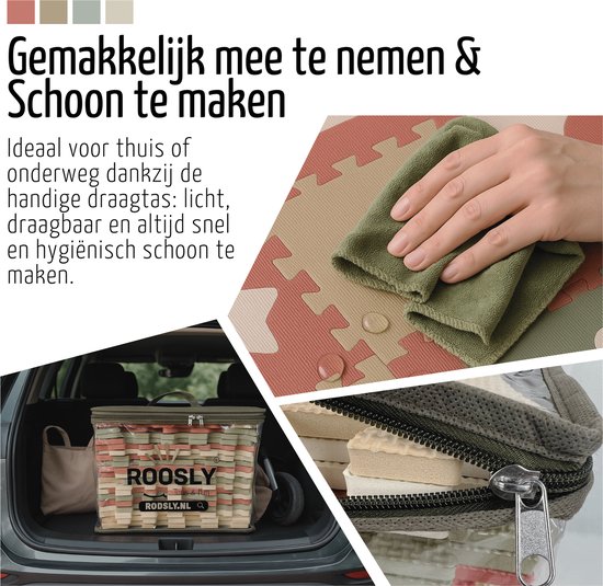 Roosly Speelmat Baby - Speelkleed baby - Babygym - Foam Puzzelmat met Opstaande Rand - Inclusief Opbergtas van Merkloos — afbeelding 3