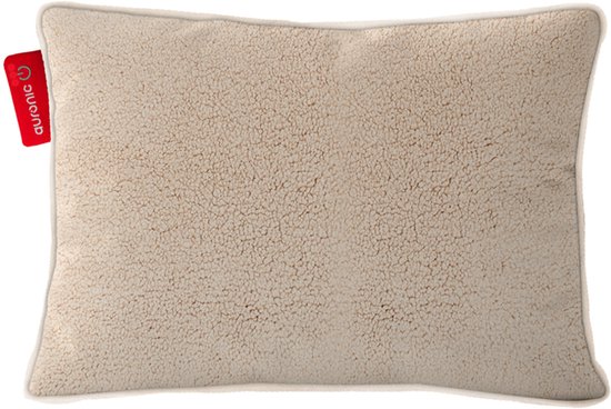 Auronic Warmtekussen - Sherpa Fleece - 45x60 - Draadloos - Oplaadbaar - Elektrisch kussen - Infrarood - Beige