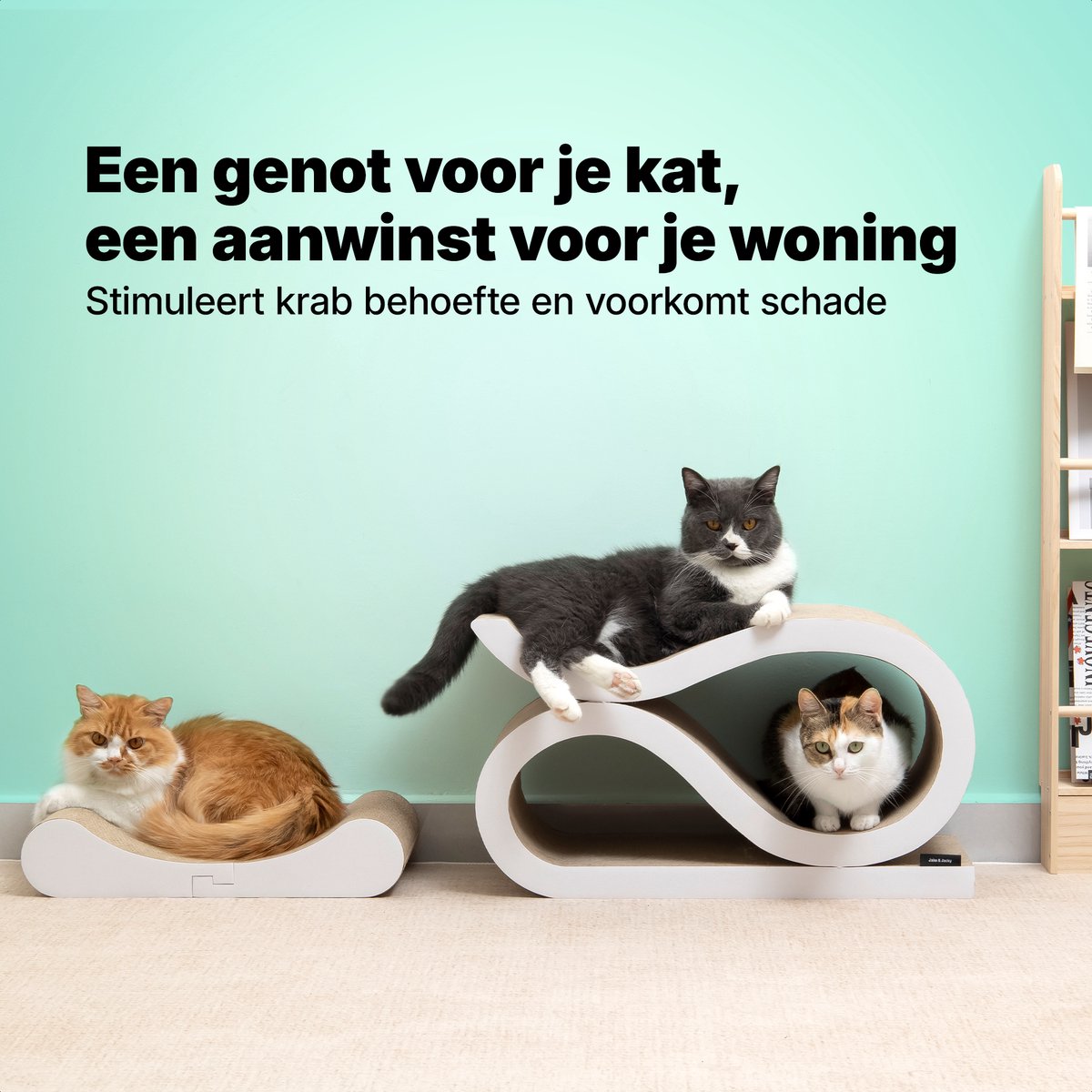 Jake and Jacky Krabkarton voor Katten 2 in 1 Model - Krabpaal Karton - Krabplank - Krabmand - Krabmeubel - Kartonnen Krabmat - Kattenmand - Kattenbed - 60x24x34cm – foto 6