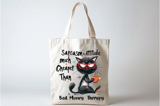 Sac fourre-tout Sarcasme attitude beaucoup moins cher que - Funny - SoFunny - Drôle - ZoFunny - Sarcastique - Sarcastique - Sarcasme - Mignon - Cadeau - Cat - Kat