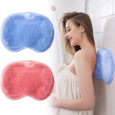 Rugscrubmat - Scrubmat voor rug en voeten - Badmat, 2-pack douchescrub voor rug en voeten, Wandgemonteerde siliconen badmassagemat voor rugscrub met zuignap, Voetwasmat voor in de badkamer, Exfoliërende voetborstel voor dode huidcellen (L-roze/blauw)