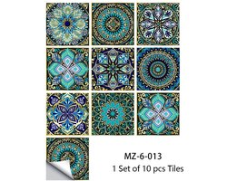 Daity Set van 10 stuks - Tegelstickers，matte vloerstickers, plaktegels，keukentegels badkamerrenovatie zelfklevende muurstickers（15*15cm）