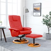 Fauteuil  met MASSAGE functie Rood MET Voetenbankje Kunstleer / Loungestoel / Lounge stoel / Relax stoel / Chill stoel / Lounge Bankje / Lounge Fauteil