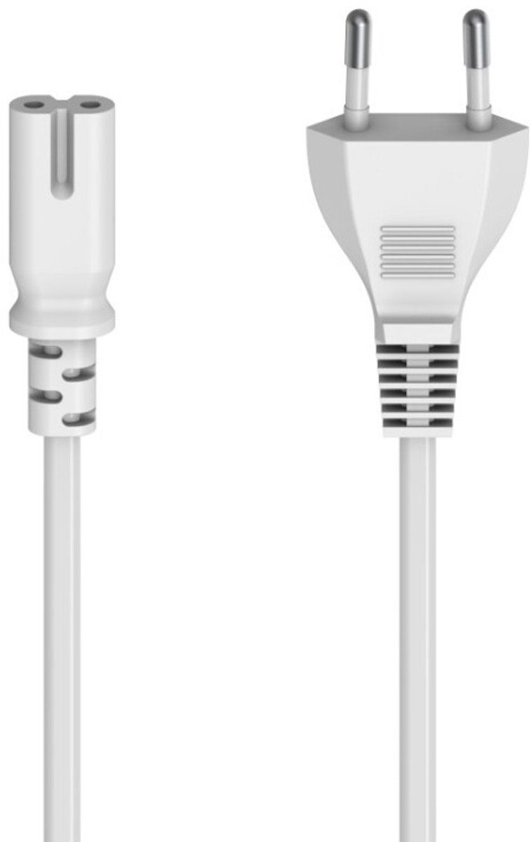 Hama Netsnoer met eurostekker, 2-pins stekker, dubbele groef/C7, 5 m Kabel Wit