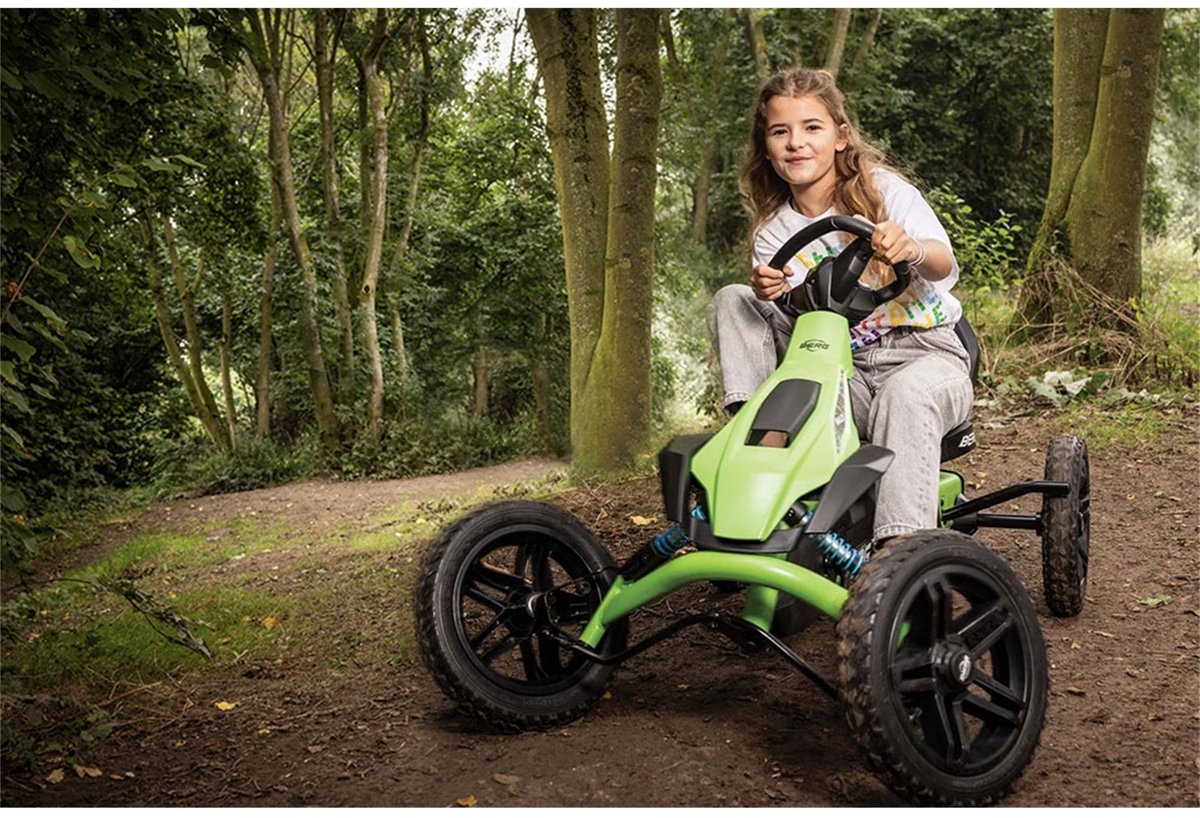 BERG Rally DRT Green Skelter - Soundbox Race - Verstelbare stoel - Schokabsorberende off-road veren - 4+ Jaar - Groen — afbeelding 9