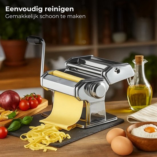 Lomera Pastamachine Roestvrijstaal - Spaghetti Machine - Zelfgemaakte Pasta - Lasagna Maken - Tagliatelle Maken - Verstelbare Diktes - Tafelgreep Bevestiging - Eenvoudig Te Reinigen - Roestvrijstalen Materiaal - 410 Stainless Steel van Lomera — afbeelding 3