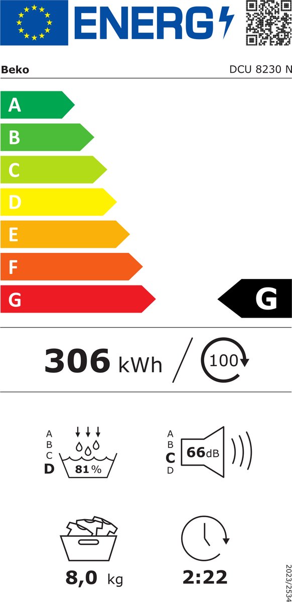 Beko DCU 8230N Condensdroger thumbnail 2
