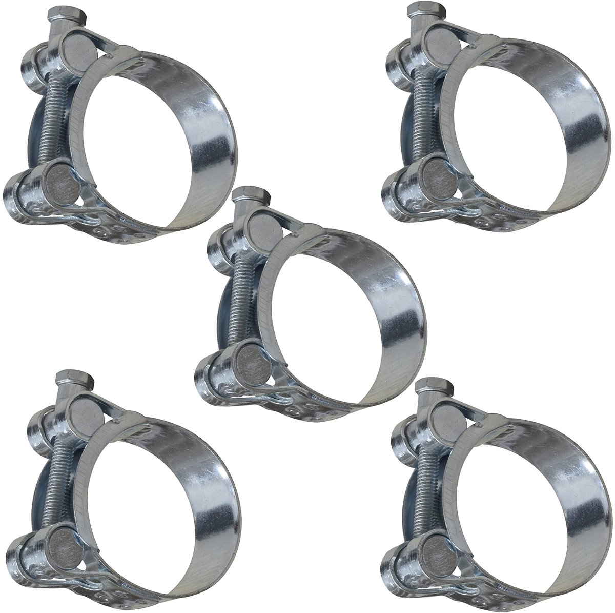 C63697 - Set van 5 Schroefterminals met Pins - 42-46 mm - Bandbreedte 20 mm - Van Staal - Zilver