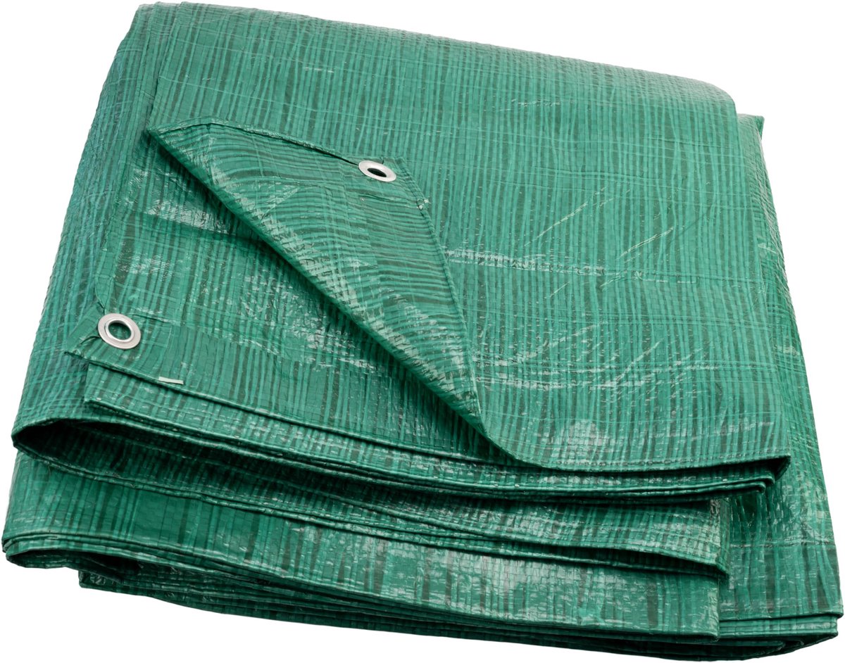C77142 - Polypropyleen Zeil met Ogen - 57 g/mÂ² - 2,80 x 4,80 m - Groene Kleur - Waterdicht en Weerbestendig