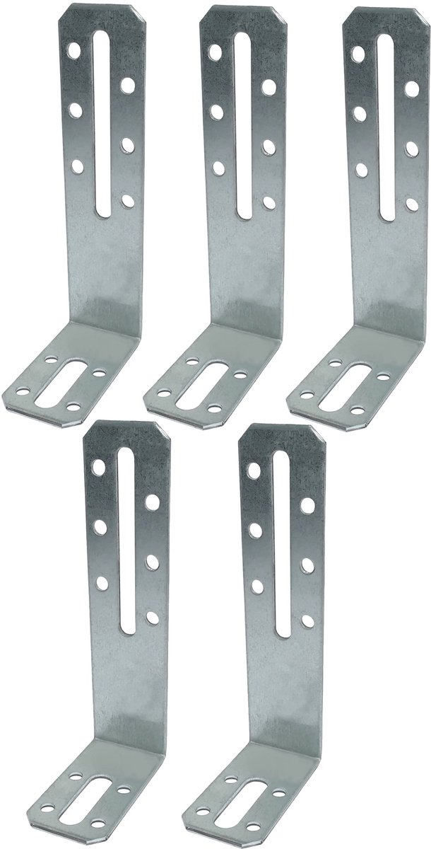 C58919 - Set van 5 verstelbare montagebeugels 120x55x30x2 mm - met schuin afgeschuinde hoeken - voor gipsplaten