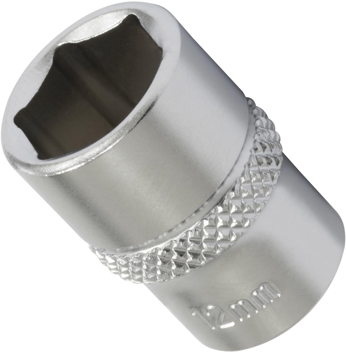 Korte schroevendraaier bit houder van CR-V staal met 6-zijdige hexagon aansluiting, 12 mm x 25 mm, zilver, geschikt voor ratelgebruik en snelle bitwissel