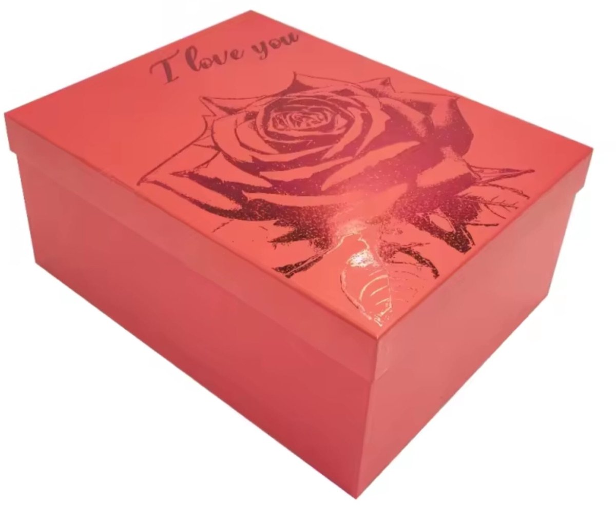 Luxe Doos met Deksel - 29*22*12.5cm - Rood - Cadeaudoos / Opbergdoos – Stevig & Herbruikbaar – Voor Cadeaus, Kerst, Bruiloft of Opslag
