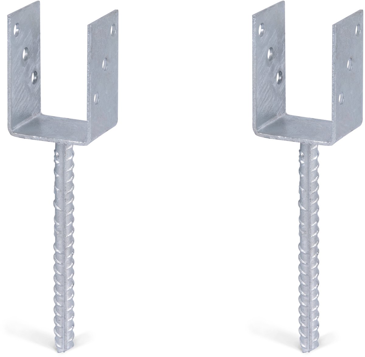 Alberts 2 x U-paaldrager mit Riffelstahl-betonanker, 71x104 mm, betonanker 200 mm, thermisch verzinkt, voor inbetonneren