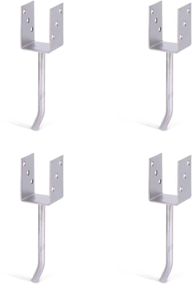 Alberts 4 x U-paaldrager mit Rundstahl-betonanker, 71x104 mm, betonanker 200 mm, thermisch verzinkt, voor inbetonneren