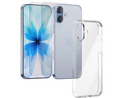 Hoesje - geschikt voor iPhone 17 - Transparant - 2x screenprotector - beschermglas screen protector - Anti Shock - hoes case