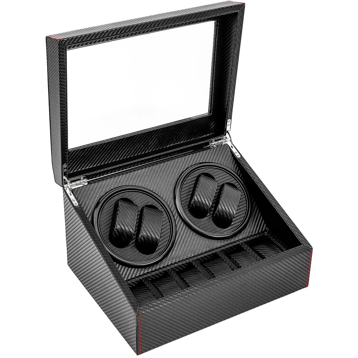Amolass - Watchwinder - Automatische Horloge Opwinder -Luxe Horlogedoos - Voor 10 Horloges - 2 Elektrische draaitafels - Stil