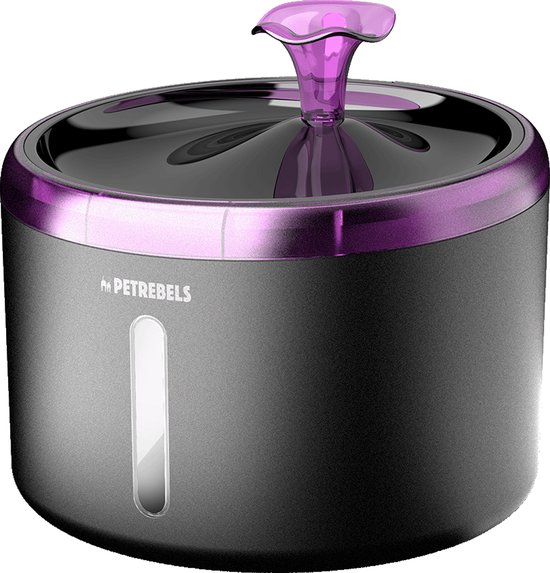 Petrebels Drinkfontein Kat - Waterfontein incl. Filter - 2,4 Liter - Met LED - Fluisterstil - Spring 20 Zwart
