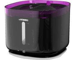 Petrebels Drinkfontein Kat - Draadloos - Bewegingssensor - Waterfontein incl. Filter - 2 Liter - Met LED - Fluisterstil - Jet 19 Zwart