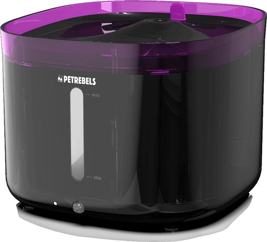 Petrebels Drinkfontein Kat - Draadloos - Bewegingssensor - Waterfontein incl. Filter - 2 Liter - Met LED - Fluisterstil - Jet 19 Zwart