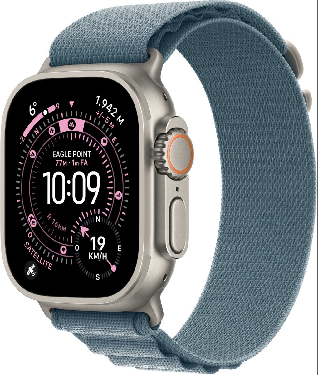 Apple Watch Ultra 3 gps + Cellular - 49mm natural Titanium Case - Light Blue Alpine Loop Medium Smartwatch Natural