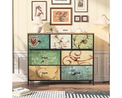 Commode met 7 Lade, Sideboard Lade kast Commode, Smalle Stoffcommode voor Woonkamer Slaapkamer Hal 100x30x78 cm