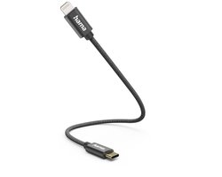 Hama USB-C naar Lightning kabel - USB-C oplaadkabel - Lightning kabel - Korte USB-C oplaadkabel - Geschikt voor Smartphone en Tablet - 0,2 meter - Zwart