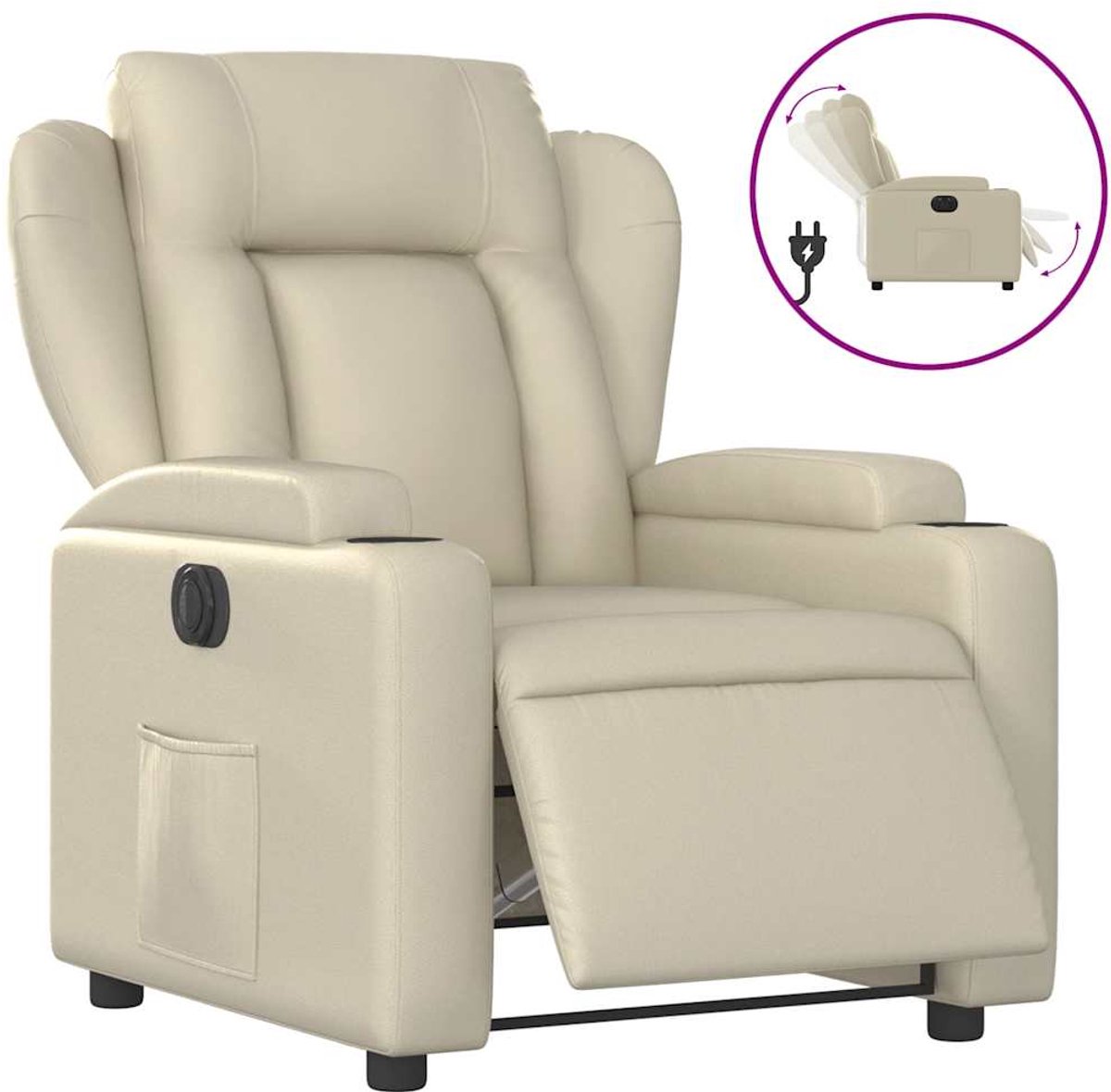 vidaXL Fauteuil - elektrisch - verstelbaar - kunstleer - crèmekleurig