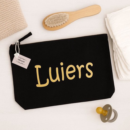 Organizer - Luiers - Etui - Luiertas - Verschoningsdoekjes - Baby - Opbergtas - Katoen - Zwart - Goud - Kraamcadeau van Merkloos — afbeelding 4