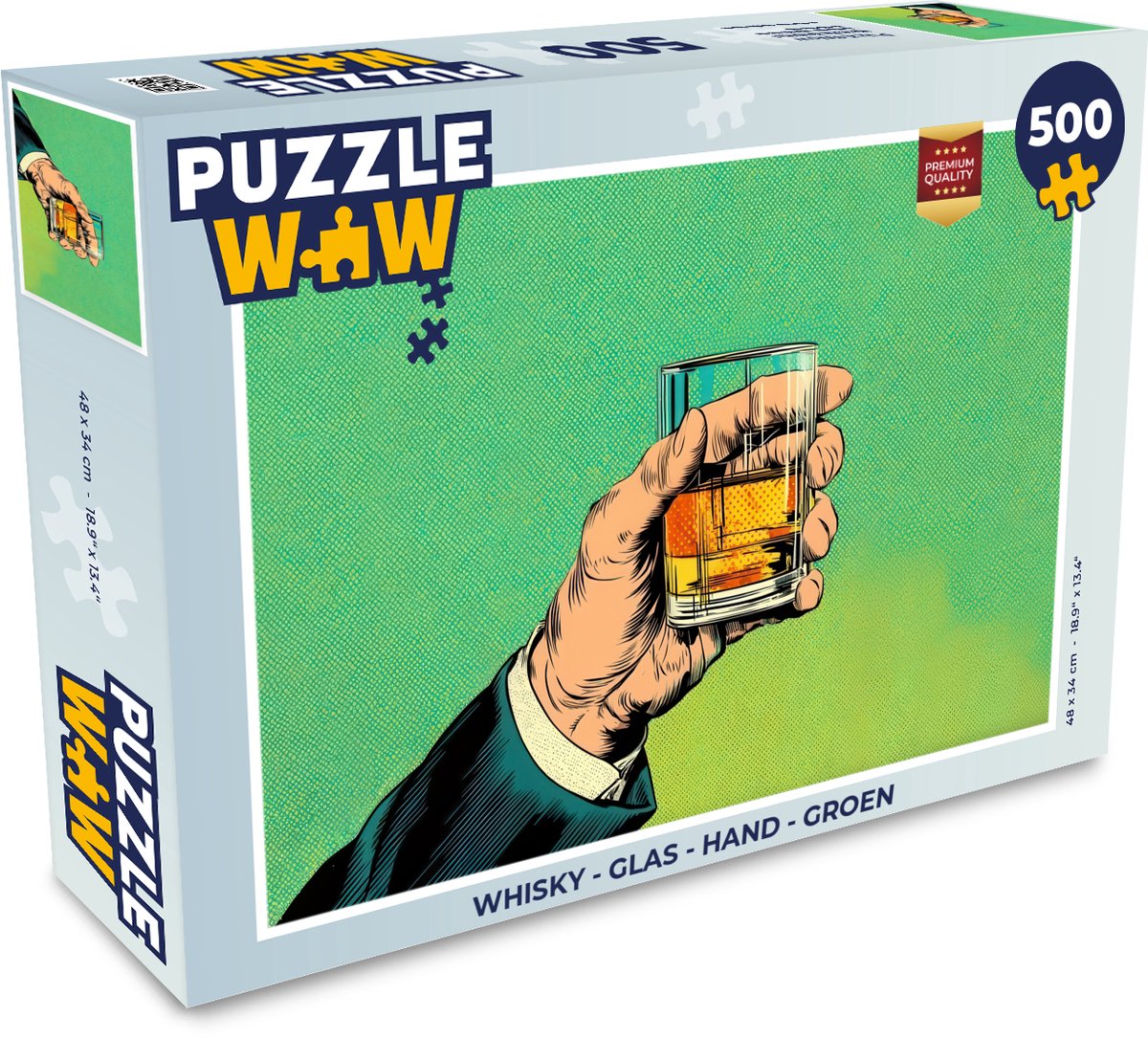 Puzzel Whisky - Glas - Hand - Groen - Legpuzzel - Puzzel 500 stukjes