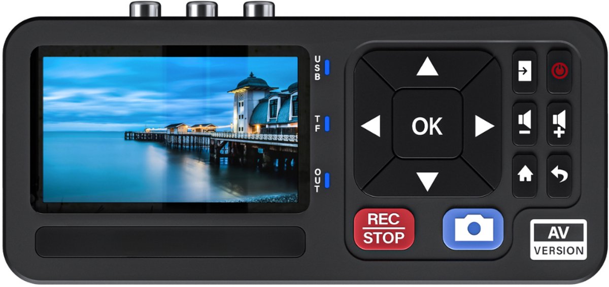 Delmark VHS naar Digitaal Converter – Mini HD Video Recorder – Video’s Digitaliseren naar MP4 – VHS Digitaliseren zonder Computer/TV – RCA/S-Video/3.5mm In – HDMI/3.5mm Uit – Met Afstandsbediening & Scherm