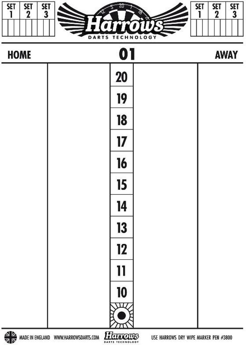 Scorebord Darts Dry Wipe