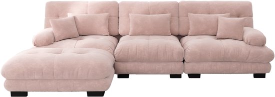 Foto: Luxe modulaire hoekbank extra grote l vormige cloud bank voor woonkimmer diepe slaapbank met ottomane cord chenille roze