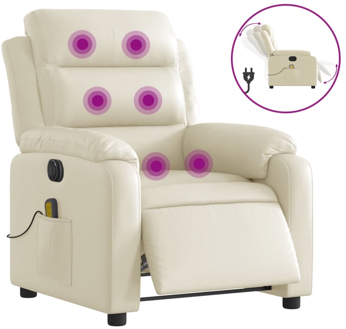 vidaXL Massagestoel - verstelbaar - elektrisch - kunstleer - crèmekleurig