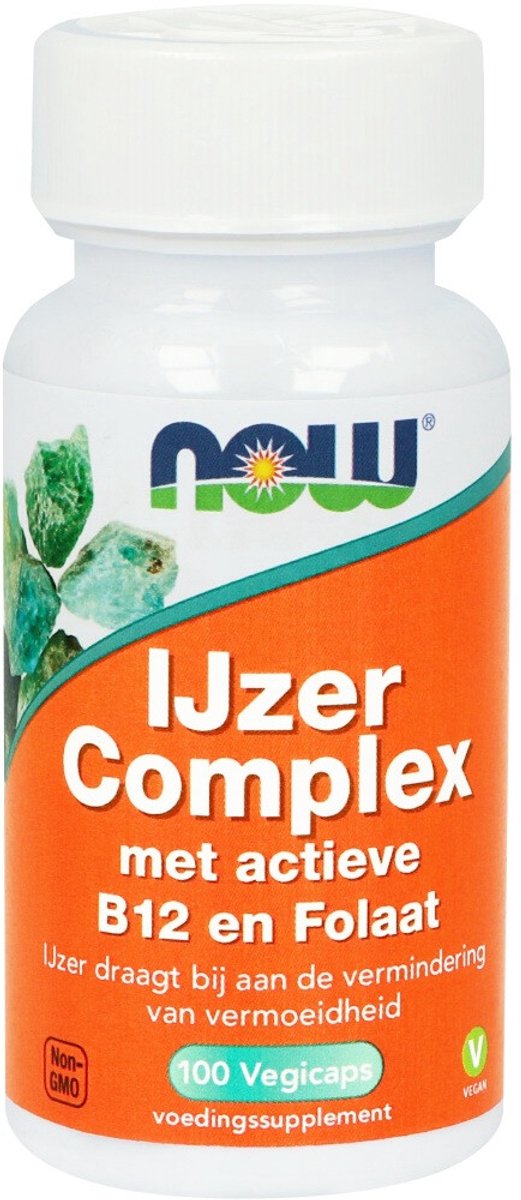 NOW - Ijzer Comp B12 Folaat - 2 x 100 vegacapsules - Voordeelverpakking