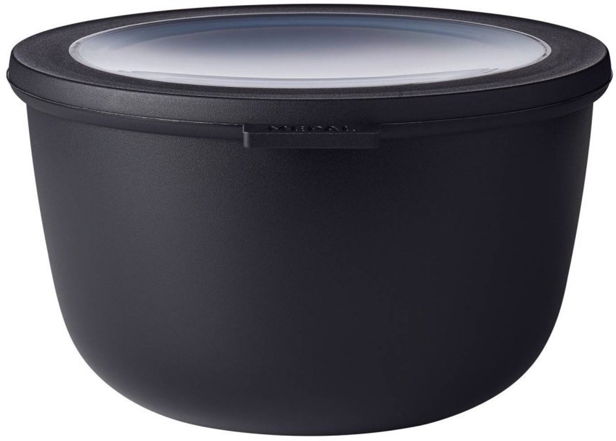 Mepal – Multikom Cirqula rond 2000 ml – Mag in de vriezer, magnetron en vaatwasser – Nordic black – Geschikt als meal prep bakje, vershoudbakje, bewaardoos