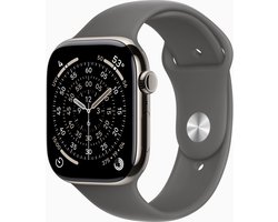 Apple Watch 11 - Wifi + 5G - 46mm - Natural Titanium Case with Stone Grey Sport Band - S/M