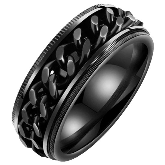 Bague pour hommes en acier inoxydable LGT Jewels Cuban Link Zwart-18mm