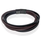 Bracelet homme Cuir Multi Mendes Acier Inoxydable Noir Marron-19cm