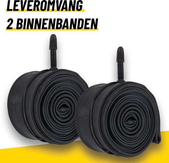 Twee opgerolde zwarte fiets binnenbanden, leveringsomvang 2 binnenbanden.