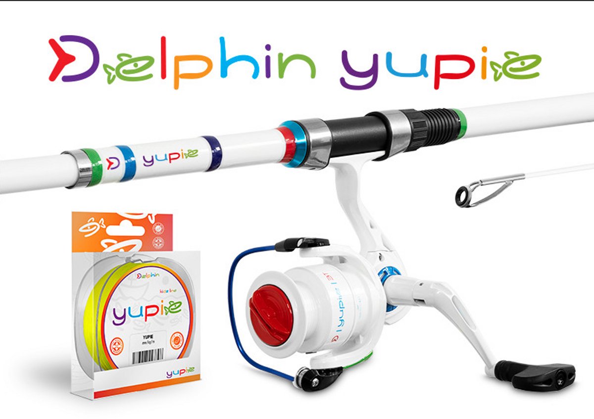 Delphin - Werphengel - Set met molen en draad - Kinder werphengel - 240cm - Snoekhengel - Roofvishengel - Vakantiehengel
