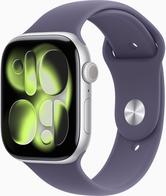 Apple Watch 11 - Wifi + 5G - 42mm - Silver Aluminium Case with Purple Fog Sport Band - S/M
