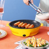 WizBay Premium Select® Bak Grillplaat Anti Baklaag - Elektrisch - Aluminium - 2 Personen - Binnen Buiten - Funcooking - 22x22x10cm - Geel