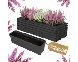 Houten bloembak | Plantenbak | Bloempot 44 x 20 x 14,5 cm | Kruidenpot | Bloempot met kunststof inzetstuk | Waterdicht | Zwart
