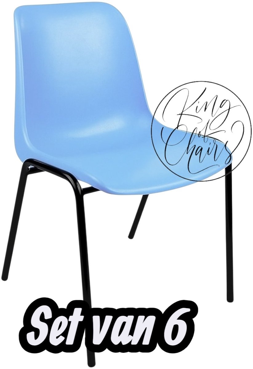 Kantinestoel Helene Lichtblauw -set van 6- zwart onderstel kantinestoel stapelstoel kuipstoel vergaderstoel tuinstoel kantine stoel stapel stoel tuin stoel kantinestoelen stapelstoelen kuipstoelen arenastoel schoolstoel bezoekersstoel Everardo