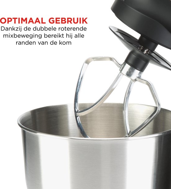 Keukenmachine - Classic Kitchen Chef Zwart - Keukenmixer - Keukenrobot 4,5 Liter inhoud - Bourgini