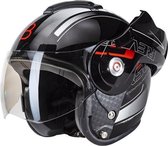 Beon B702 GT Systeemhelm Scooterhelm Motorhelm Glans Zwart - Maat L / 59 cm