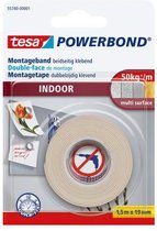 tesa® Powerbond® INDOOR dubbelzijdige bevestigingstape wit 19 mm x 1,5 m 55740 (rol 1.5 meter)
