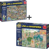 Jan van Haasteren - 2 puzzels - Drogisterij + Kunstmarkt -  1000  en 2000 stukjes met grote korting