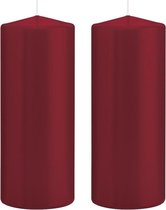 2x Bordeauxrode cilinderkaarsen/stompkaarsen 8 x 20 cm 119 branduren - Geurloze kaarsen - Woondecoraties