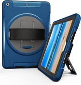 360 graden draaibare, rugged case geschikt voor iPad 9.7 (2017 & 2018) met screenprotector blauw, zeer geschikt voor Horeca, Retail en School